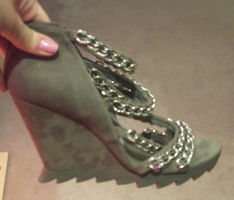 Grey suede chain wedges by Camilla Skovgaard