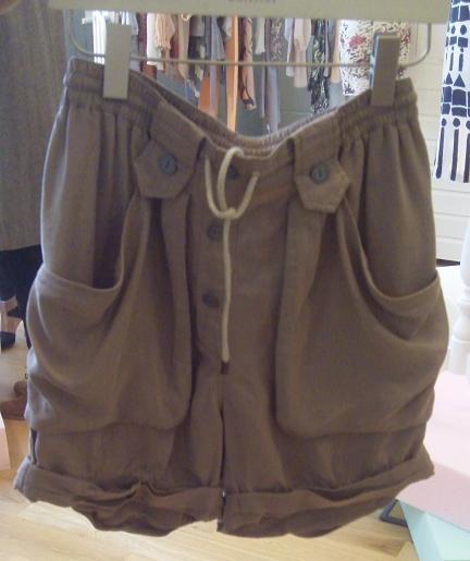 Khaki high waisted drawstring shorts