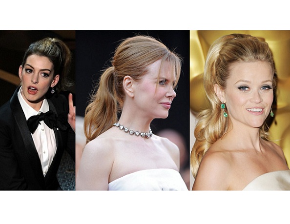 anne hathaway hair 2011. Anne Hathaway Hair Oscars 2011: the trends – ponytails