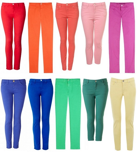Coloured jeans on sale