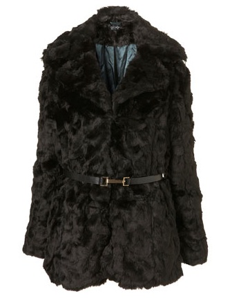 Topshop belted velvet faux fur coat discount