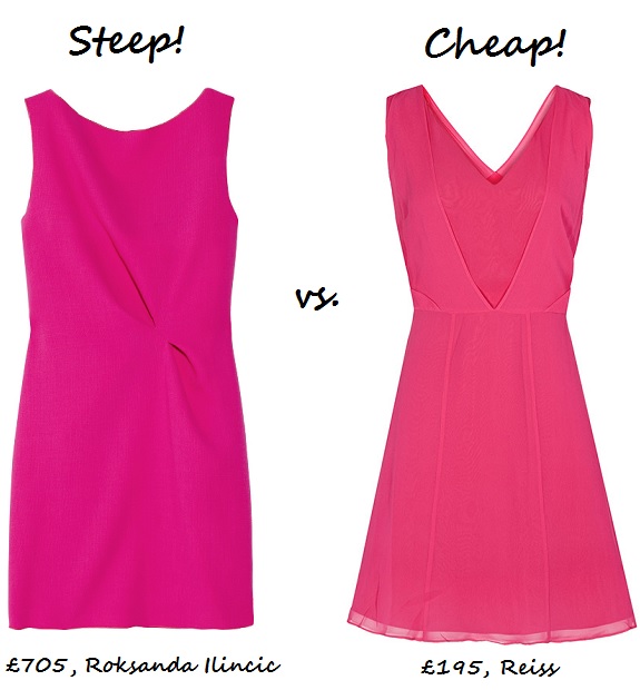steep v cheap pink dress