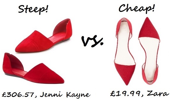 steep v cheap red shoe