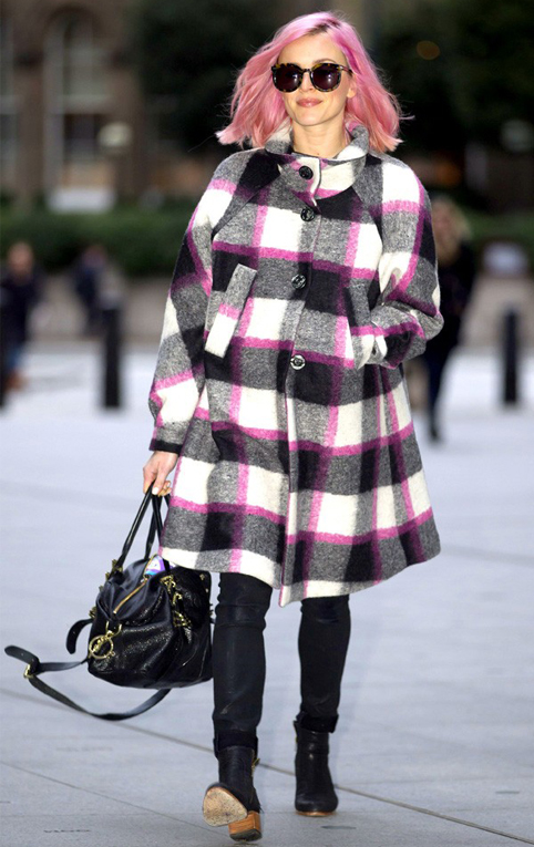 fearne-cotton-check-coat-pink-hair