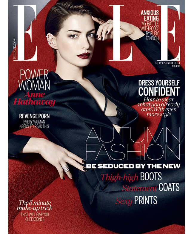 Anne Hathaway Poses Sexily In Emporio Armani For Elle Uk November My Fashion Life