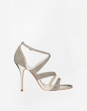 Karen Millen Gold Glitter Heeled Sandals