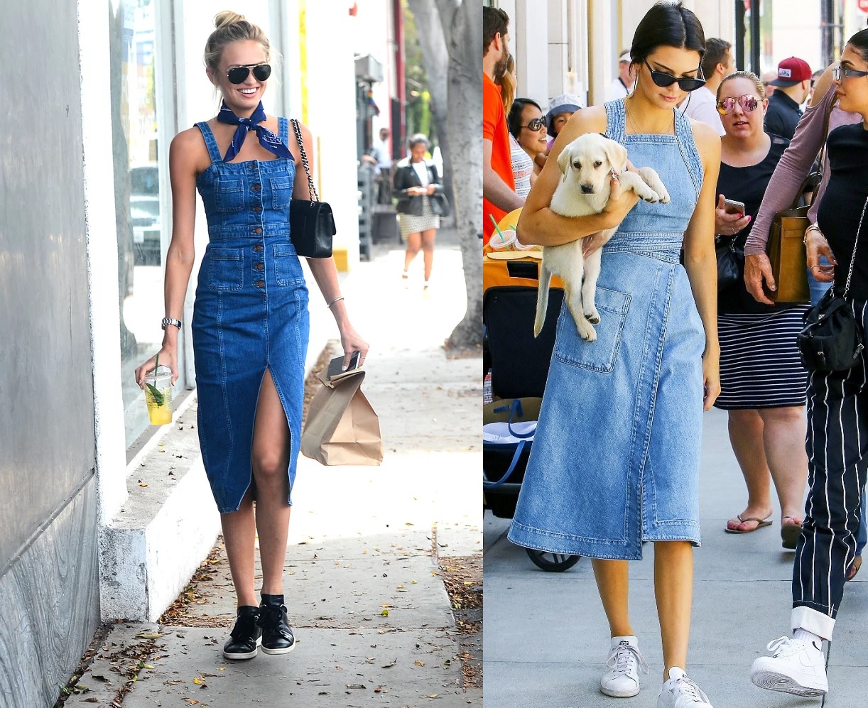 denim midi dress outfit