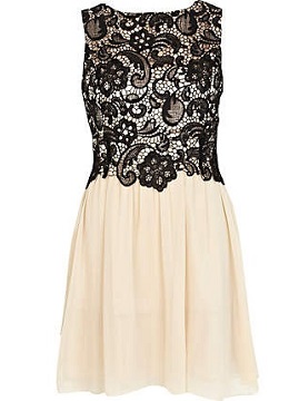 River Island Black Little Mistress lace top prom dress