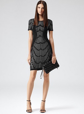 Reiss Felix Textured bodycon dress