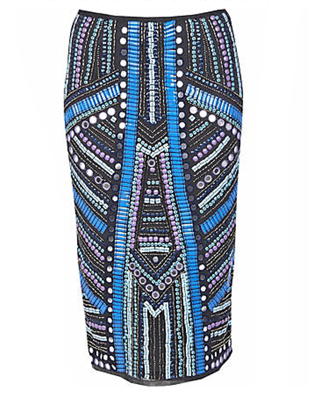 Lunchtime Buy: River Island Blue Mirror Embellished Pencil Skirt - my ...