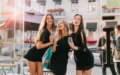 photograph of three girls posing