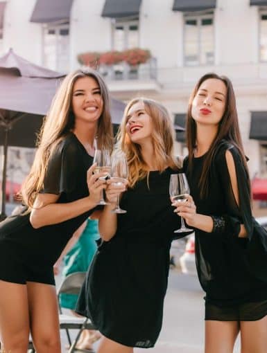 photograph of three girls posing